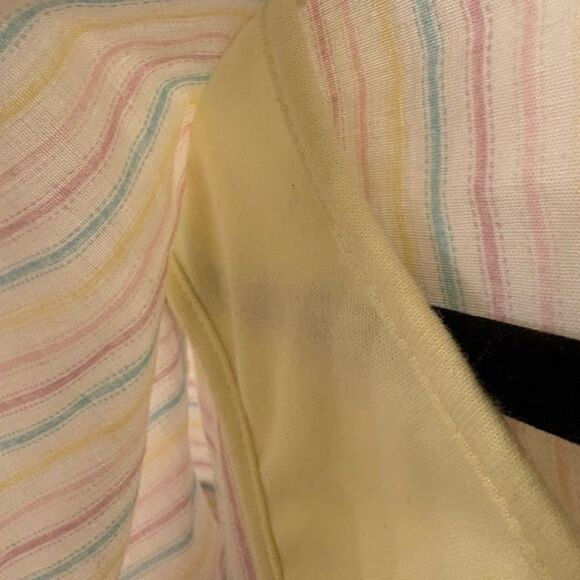 Vintage 80s Pastel Stripe Tie Front Shirt Pastel Coastal Retro Style 14 - Picture 3 of 6